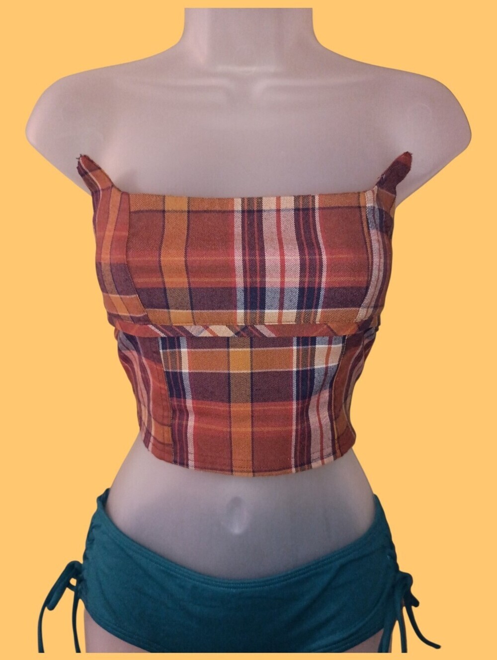 Plaid Urban Outfitters Luna Check Cropped Cami tank top XS EUC